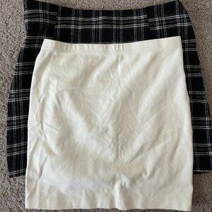 Two skirts (white, S, stretch) (B&W, M, zip up)